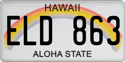 HI license plate ELD863