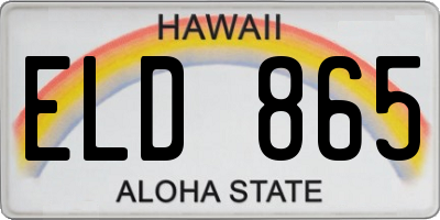 HI license plate ELD865