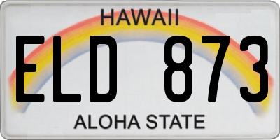 HI license plate ELD873