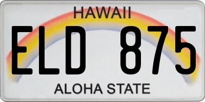 HI license plate ELD875