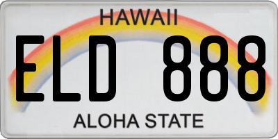 HI license plate ELD888