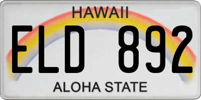 HI license plate ELD892
