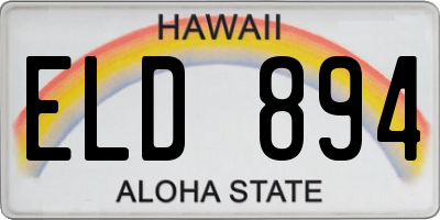 HI license plate ELD894