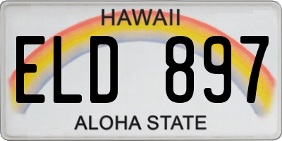 HI license plate ELD897