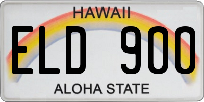 HI license plate ELD900