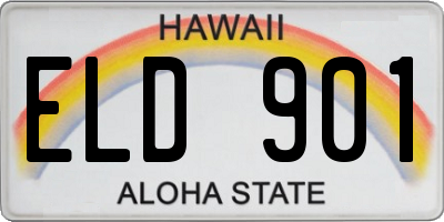 HI license plate ELD901