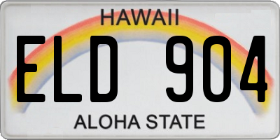 HI license plate ELD904