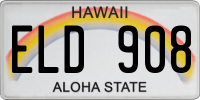 HI license plate ELD908