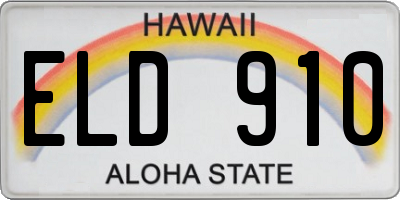 HI license plate ELD910