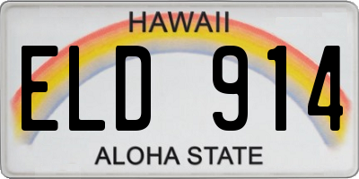HI license plate ELD914