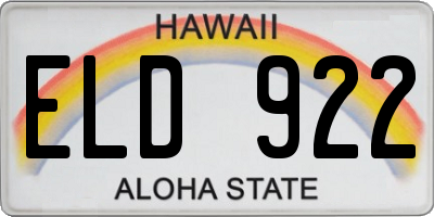 HI license plate ELD922