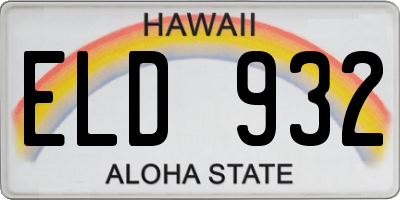HI license plate ELD932