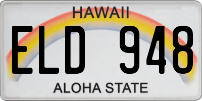 HI license plate ELD948