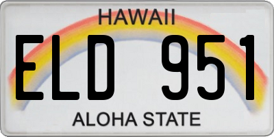 HI license plate ELD951