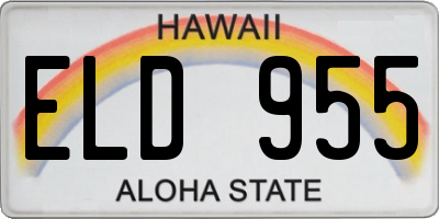 HI license plate ELD955