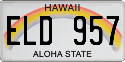 HI license plate ELD957