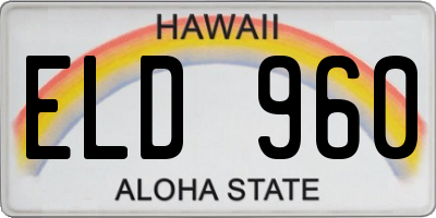 HI license plate ELD960