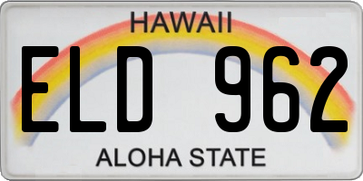 HI license plate ELD962
