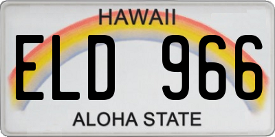 HI license plate ELD966