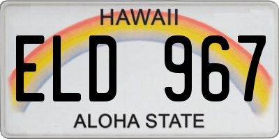 HI license plate ELD967