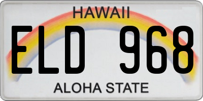 HI license plate ELD968