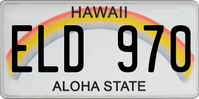 HI license plate ELD970