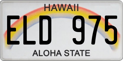 HI license plate ELD975