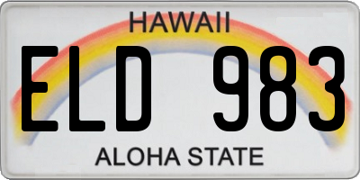 HI license plate ELD983