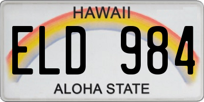 HI license plate ELD984