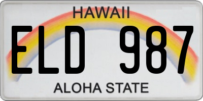HI license plate ELD987