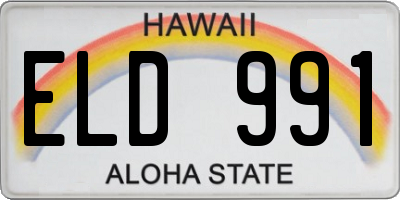 HI license plate ELD991