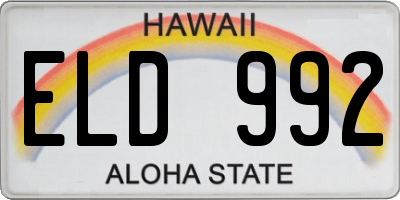 HI license plate ELD992