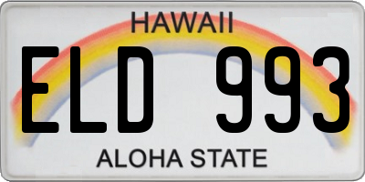 HI license plate ELD993