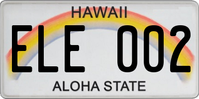 HI license plate ELE002