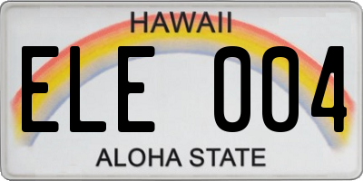 HI license plate ELE004