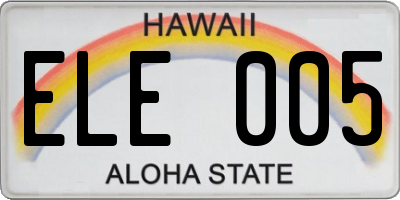HI license plate ELE005
