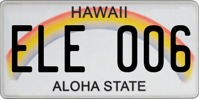 HI license plate ELE006