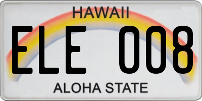 HI license plate ELE008