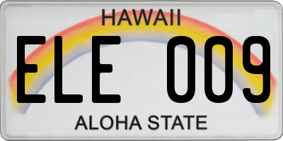 HI license plate ELE009