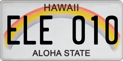 HI license plate ELE010