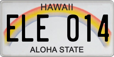 HI license plate ELE014