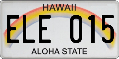 HI license plate ELE015