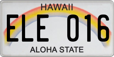 HI license plate ELE016