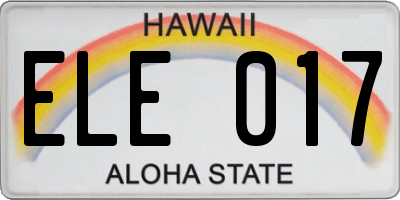 HI license plate ELE017