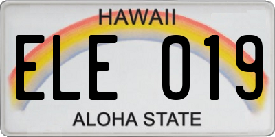 HI license plate ELE019