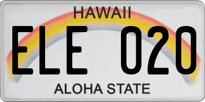 HI license plate ELE020