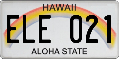 HI license plate ELE021