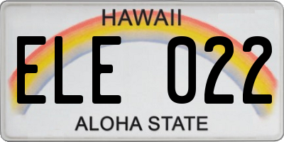 HI license plate ELE022