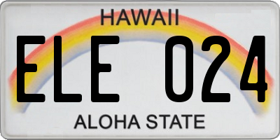 HI license plate ELE024