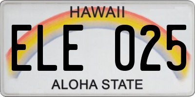 HI license plate ELE025